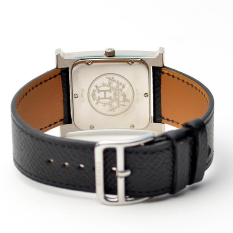 Pre Owned Hermes Heure H SS Maroon Ladies Wristwatch