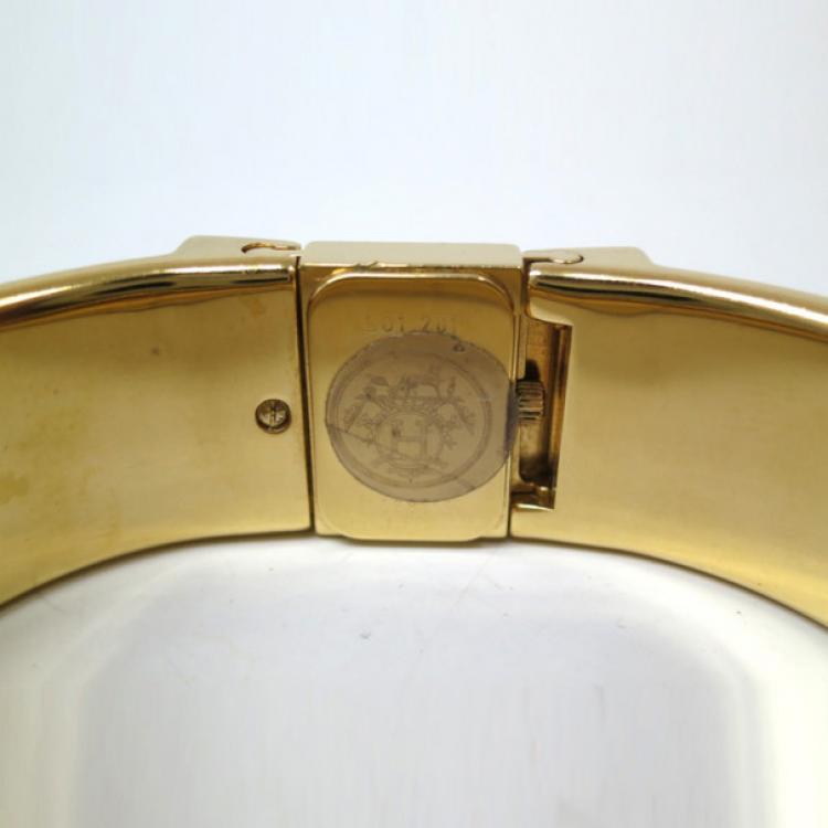 Pre Owned Hermes Loquet Wristwatch GP Gold Ladies