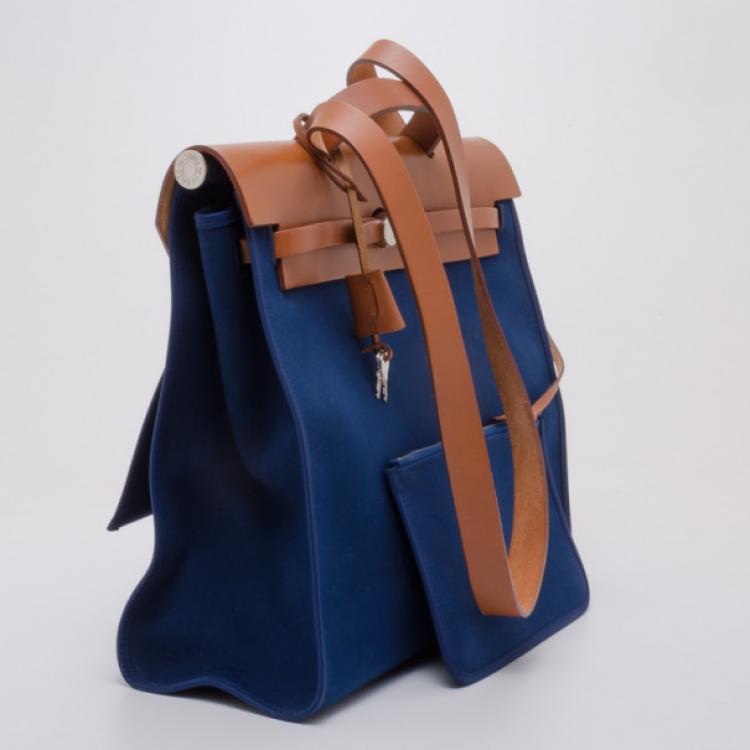 Pre Owned Hermes Toile Vache Herbag Convertible Satchel 