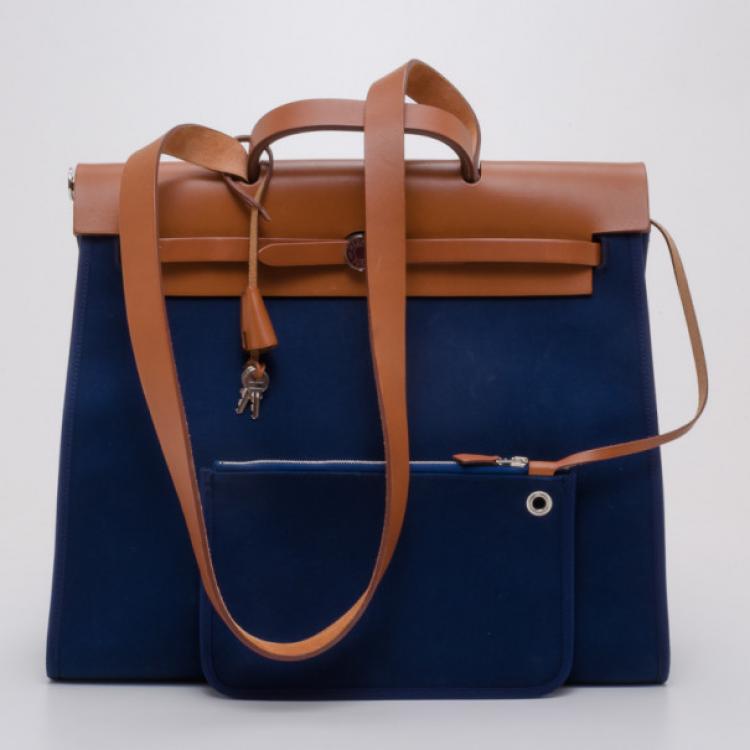 Pre Owned Hermes Toile Vache Herbag Convertible Satchel 