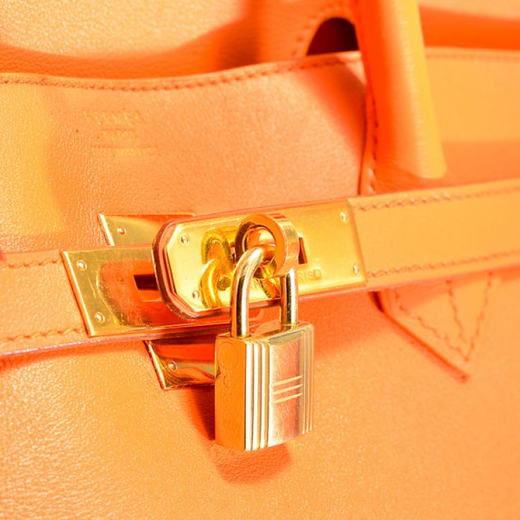 Pre Owned Hermes Birkin 40 in Orange Gulliver Leather