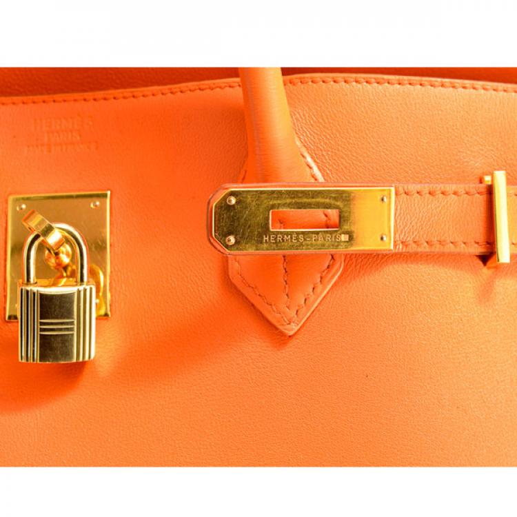 Pre Owned Hermes Birkin 40 in Orange Gulliver Leather