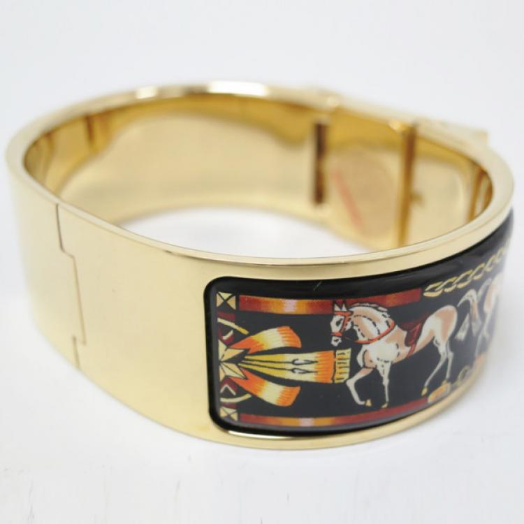 Pre Owned Hermes Loquet Gold-Plated SS Enamel Womens Wristwatch 19 MM