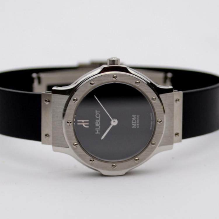 Pre Owned Hublot Black SS Classic Womens Wristwatch 29 MM