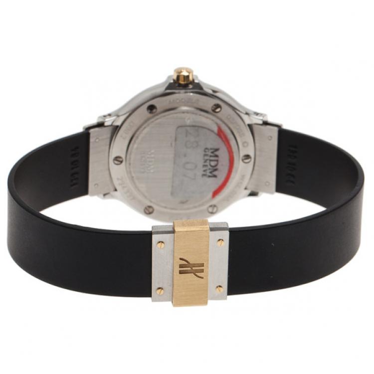 Pre Owned Hublot Black 18K Rose Gold SS Classic Womens Wristwatch 32 MM