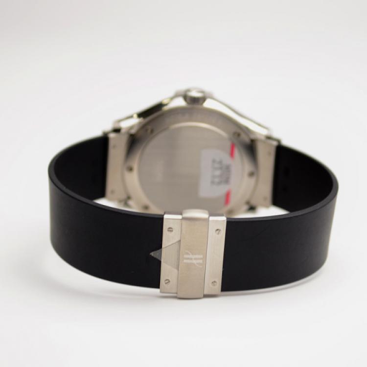 Pre Owned Hublot Black SS Rubber Reserve de Marche Womens Wristwatch 42 MM