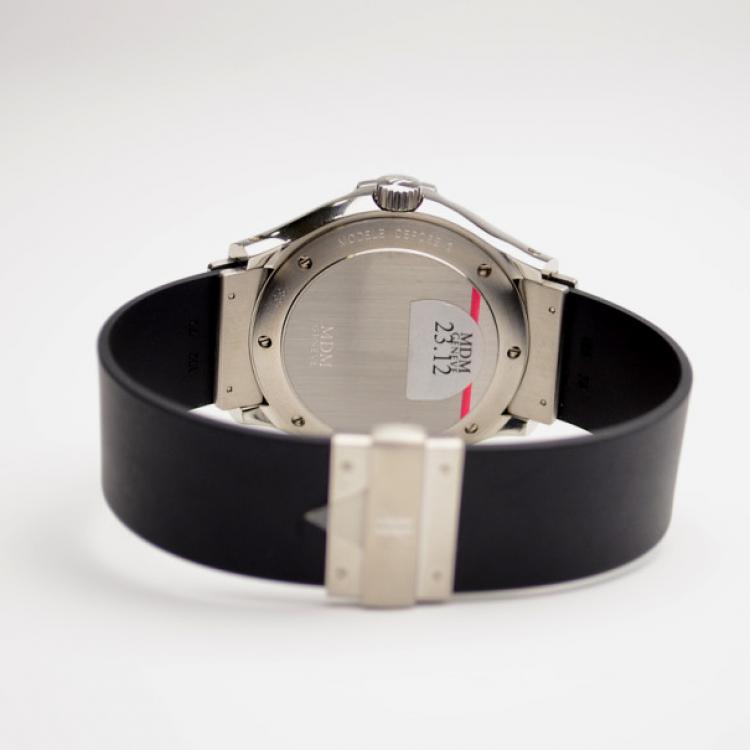 Pre Owned Hublot Black SS Rubber Reserve de Marche Womens Wristwatch 42 MM