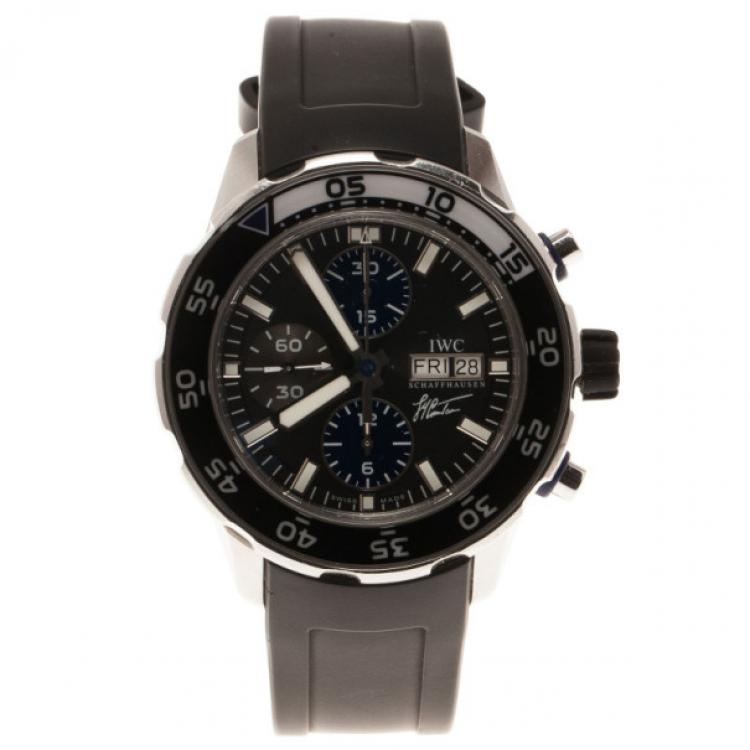 Pre Owned IWC Black Stainless Steel Limited Edition Aquatimer Men's Wristwatch 46MM