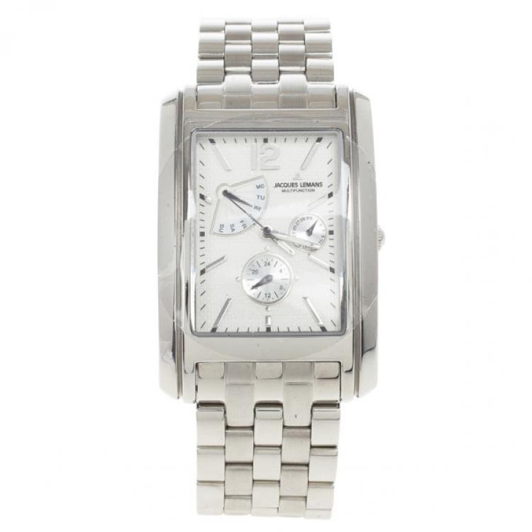 Pre Owned Jacques Lemans 1-1246 Stainless Steel Mens Watch 34 MM