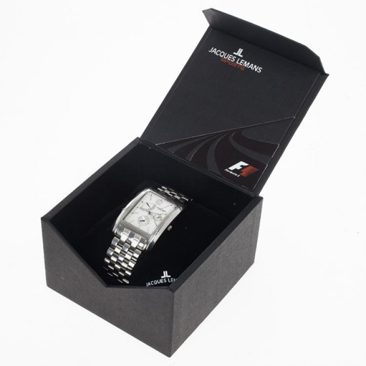 Pre Owned Jacques Lemans 1-1246 Stainless Steel Mens Watch 34 MM