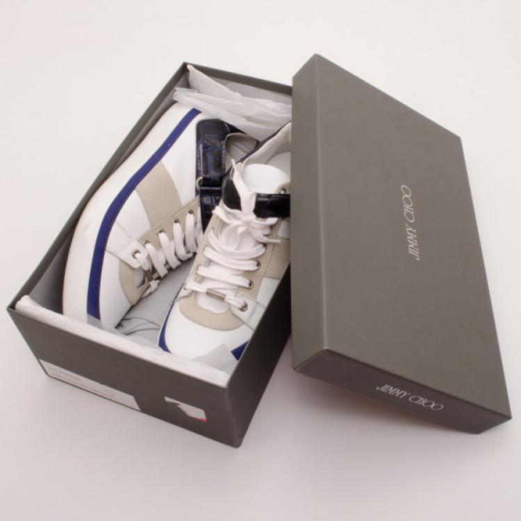 Pre Owned Jimmy Choo White Motcombe Sneakers Size 44.5
