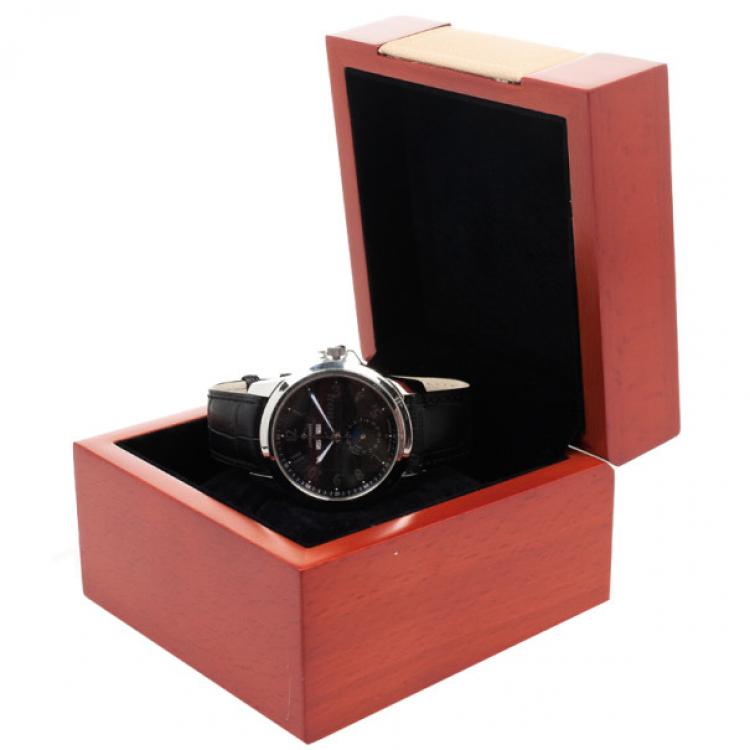 Pre Owned Junghans Black Stainless Steel Ambassador Men's Wristwatch 42MM