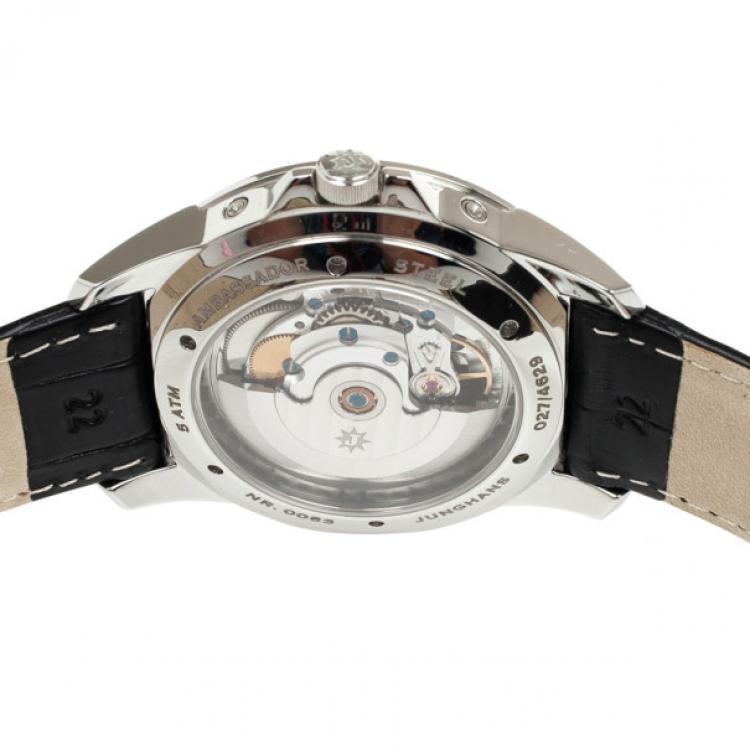 Pre Owned Junghans Black Stainless Steel Ambassador Men's Wristwatch 42MM