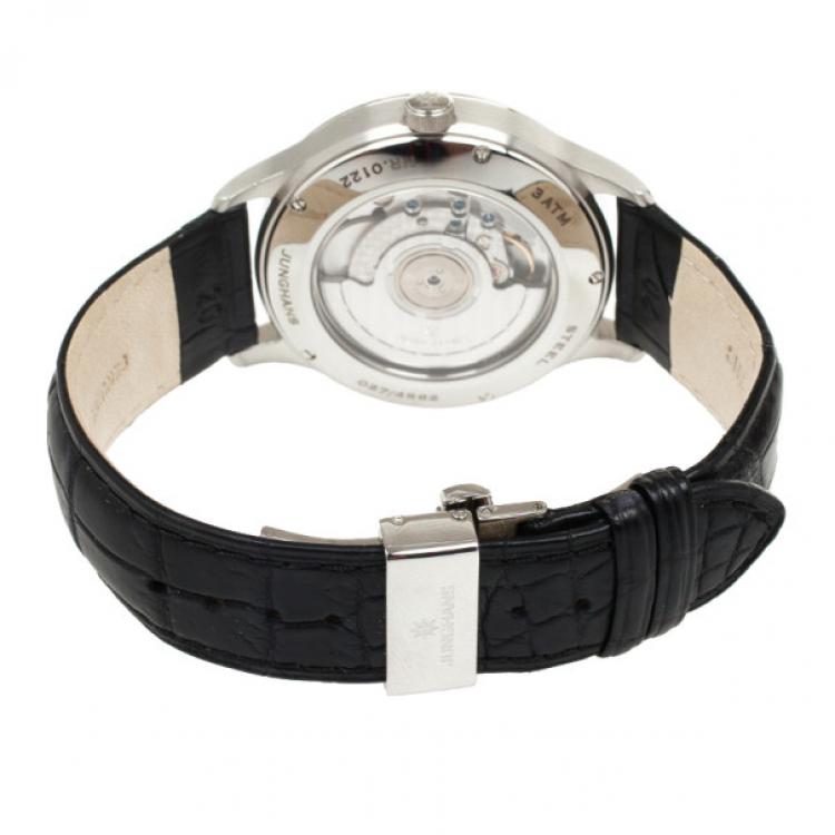 Pre Owned Junghans Black Stainless Steel Arthur Attaché Power Reserve Men's Wristwatch 40MM