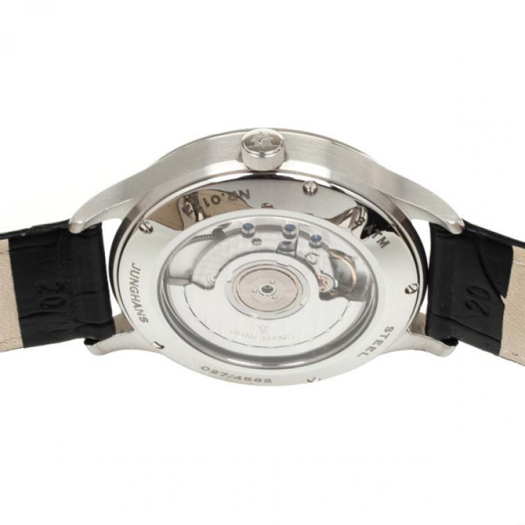 Pre Owned Junghans Black Stainless Steel Arthur Attaché Power Reserve Men's Wristwatch 40MM