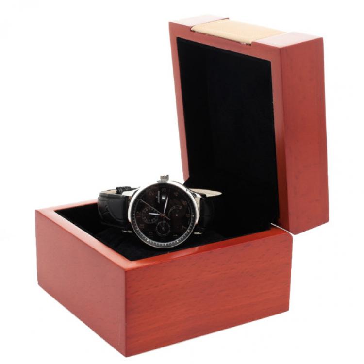 Pre Owned Junghans Black Stainless Steel Arthur Attaché Power Reserve Men's Wristwatch 40MM