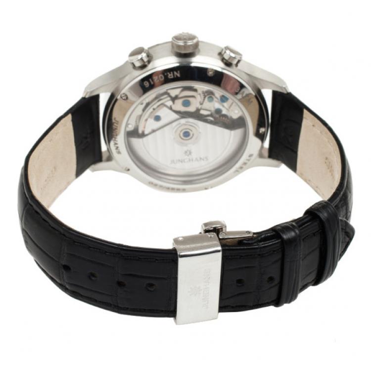 Pre Owned Junghans Black Stainless Steel Arthur Attaché Chronograph Men's Wristwatch 40MM