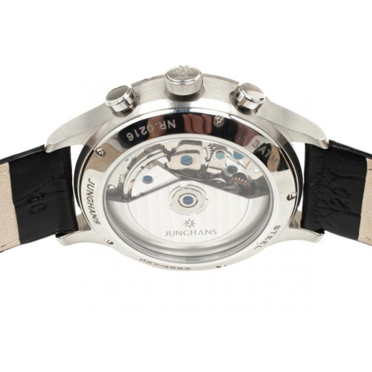 Pre Owned Junghans Black Stainless Steel Arthur Attaché Chronograph Men's Wristwatch 40MM