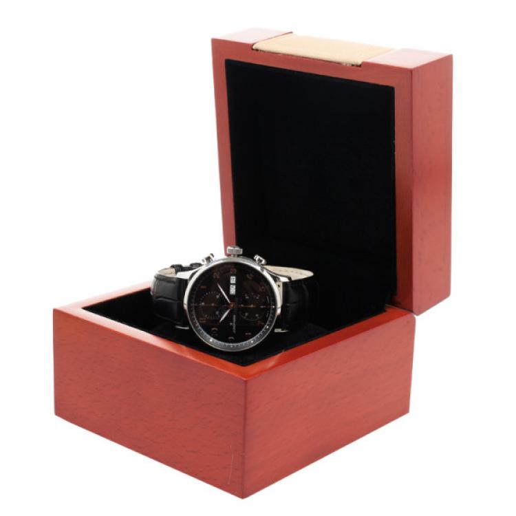 Pre Owned Junghans Black Stainless Steel Arthur Attaché Chronograph Men's Wristwatch 40MM