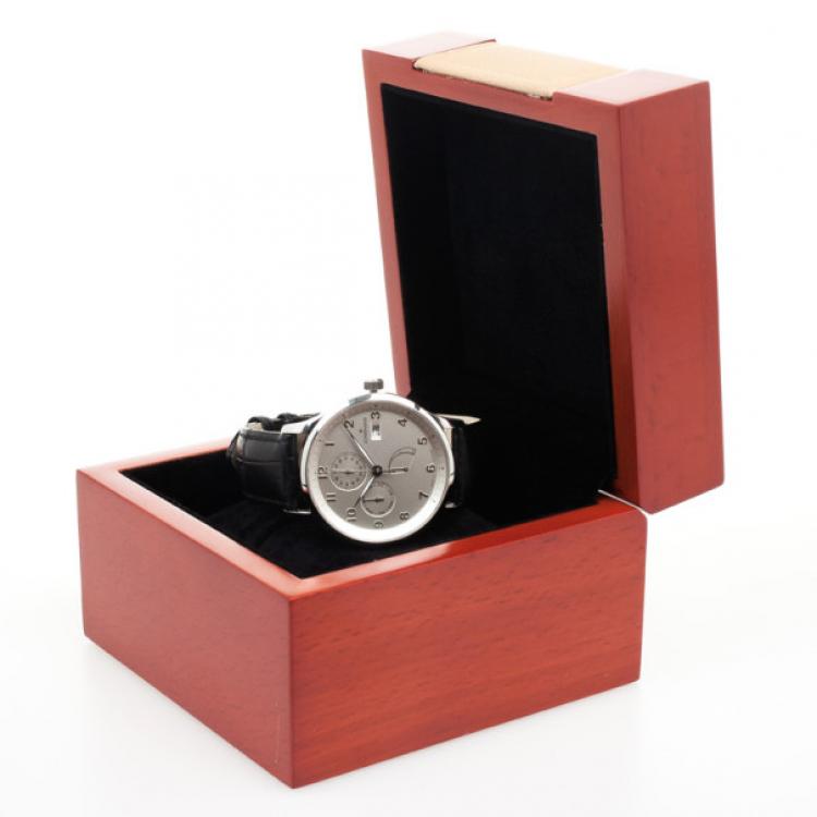 Pre Owned Junghans Arthur Attaché Power Reserve SS Leather Mens Wristwatch 40 MM