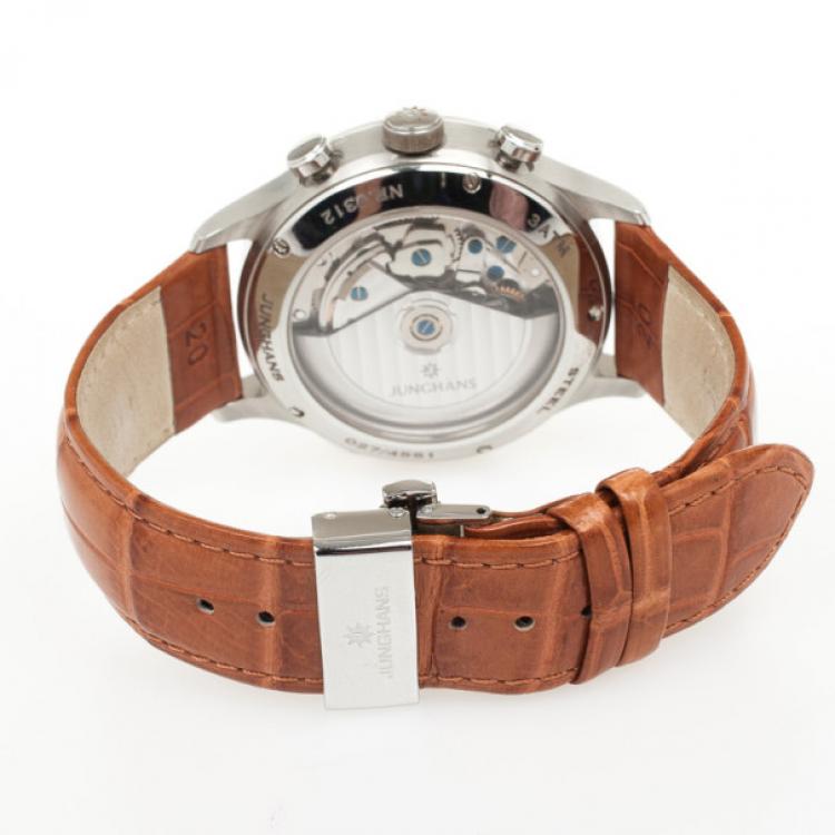 Pre Owned Junghans Arthur Attaché SS Leather Chronograph Mens Wristwatch 40 MM