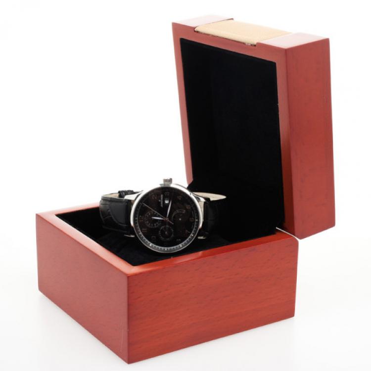 Pre Owned Junghans Arthur Attaché Power Reserve SS Leather Mens Wristwatch 40 MM