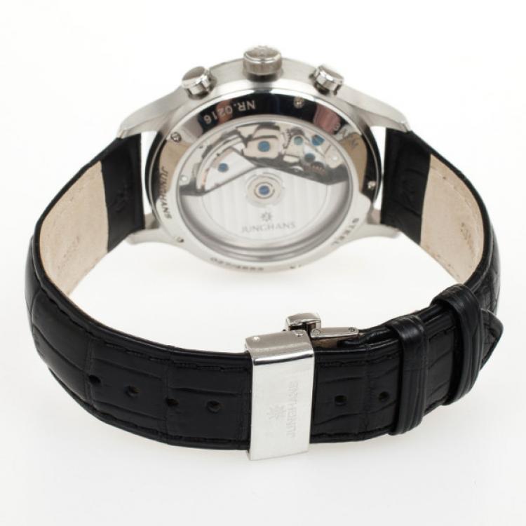 Pre Owned Junghans Arthur Attaché SS Leather Chronograph Mens Wristwatch 40 MM