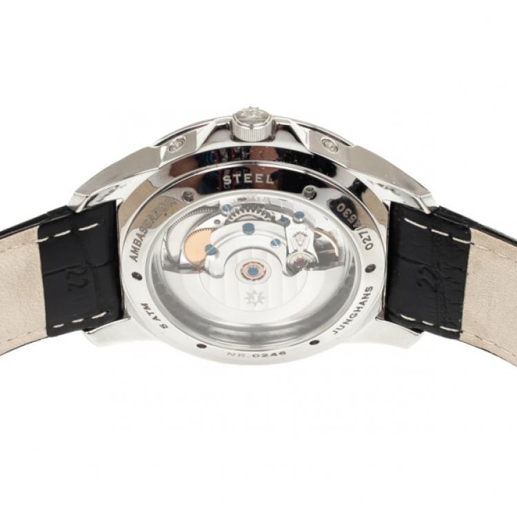 Pre Owned Junghans Silver Stainless Steel MoonPhase Men's Wristwatch 42MM