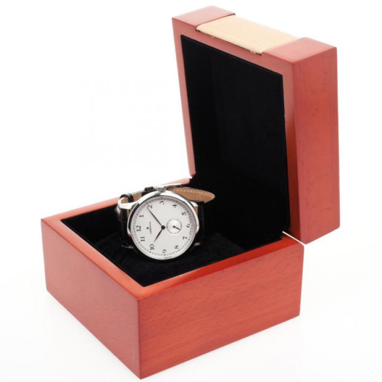 Pre Owned Junghans White SS Leather Mens Wristwatch 40 MM