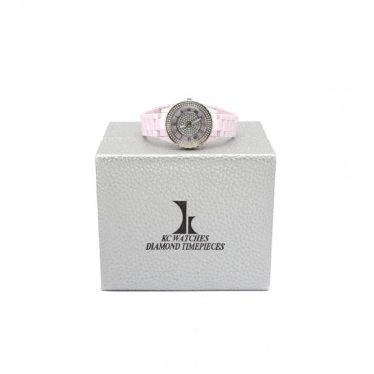 Pre Owned KC Diamond Ceramic SS Pink Ladies Wristwatch