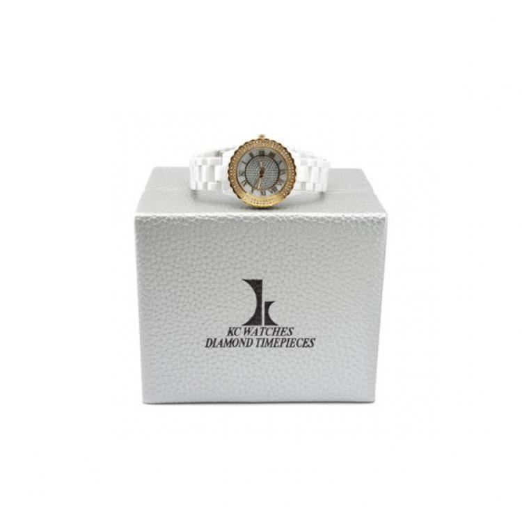Pre Owned KC Diamond Gold Ceramic Ladies Wristwatch