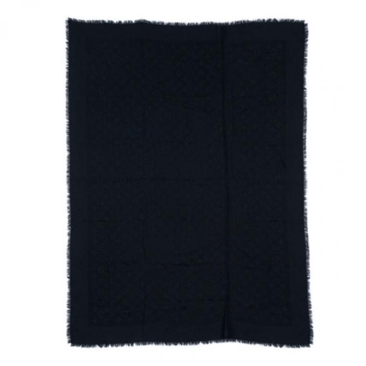 Pre Owned Louis Vuitton Black Monogram Silk Shawl