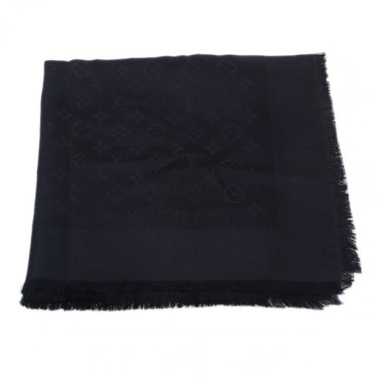 Pre Owned Louis Vuitton Black Monogram Silk Shawl