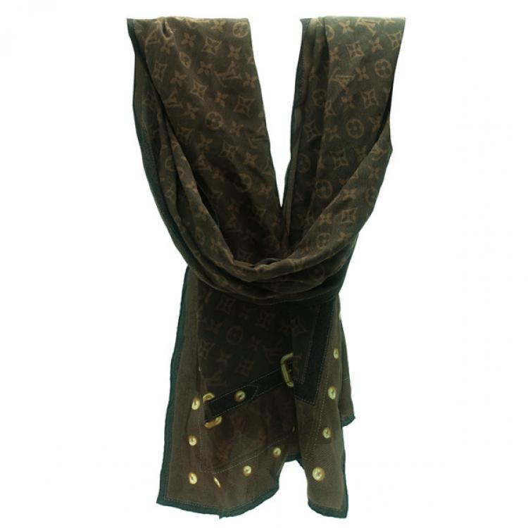 Pre Owned Louis Vuitton Brown Monogram Silk Stole