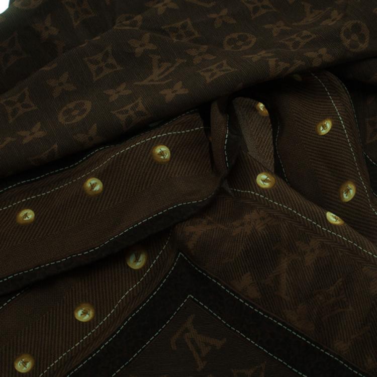 Pre Owned Louis Vuitton Brown Monogram Silk Stole