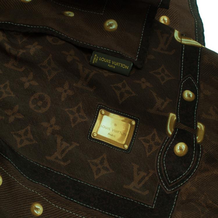 Pre Owned Louis Vuitton Brown Monogram Silk Stole