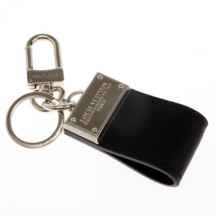 Pre Owned Louis Vuitton Black Leather Keyring