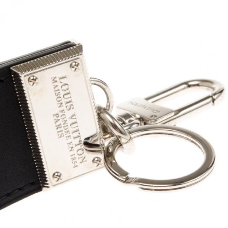 Pre Owned Louis Vuitton Black Leather Keyring