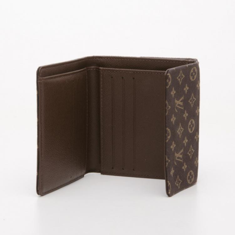 Pre Owned Louis Vuitton Ebene Monogram Mini Lin Wallet