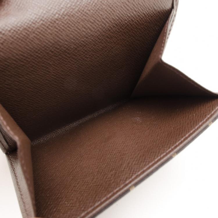 Pre Owned Louis Vuitton Ebene Monogram Mini Lin Wallet