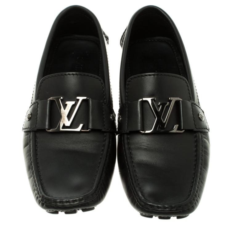 Pre Owned Louis Vuitton Black Leather Monte Carlo Loafers Size 40