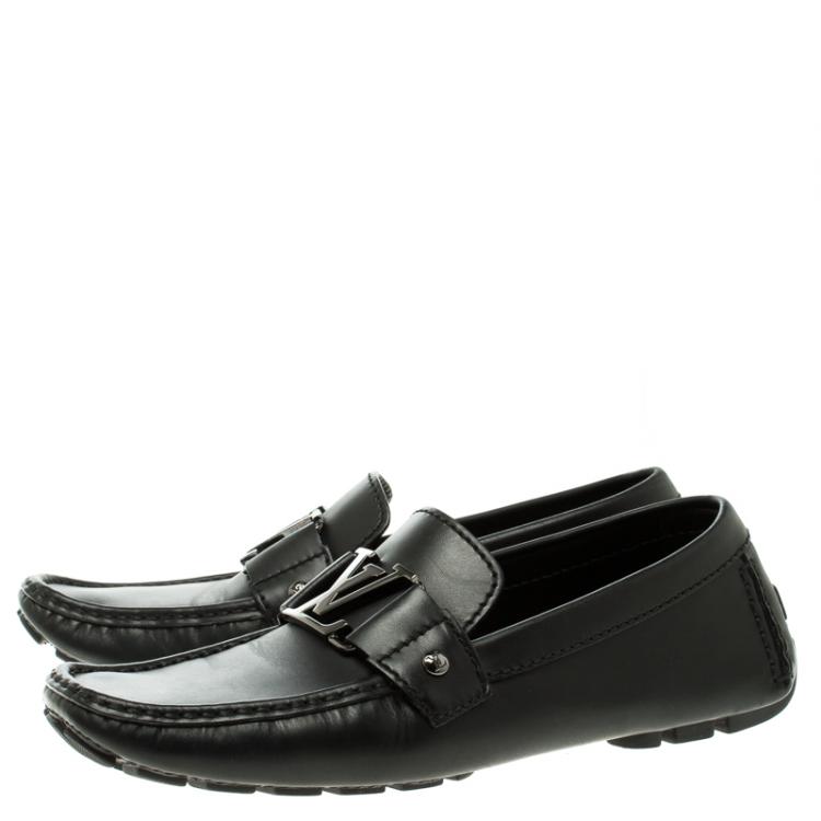Pre Owned Louis Vuitton Black Leather Monte Carlo Loafers Size 40