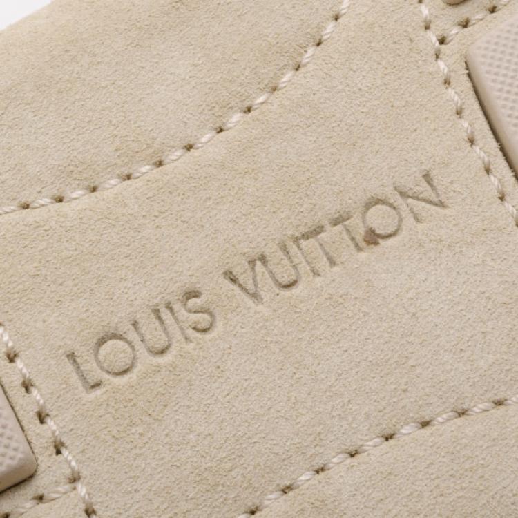 Pre Owned Louis Vuitton Cream Suede Monte Carlo Driving Loafers Size 41