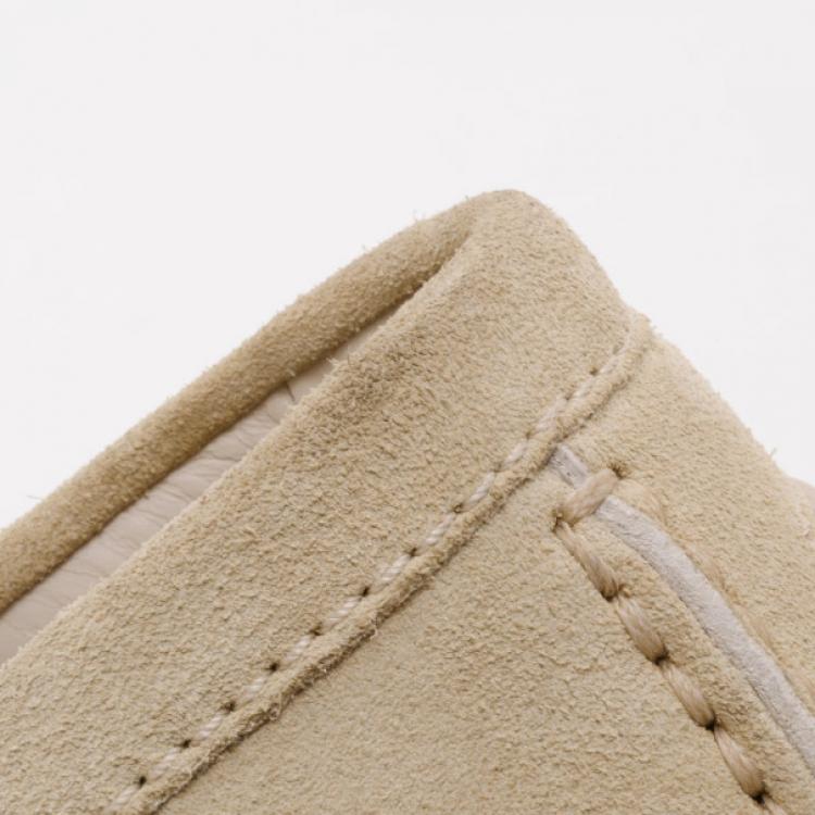 Pre Owned Louis Vuitton Cream Suede Monte Carlo Driving Loafers Size 41