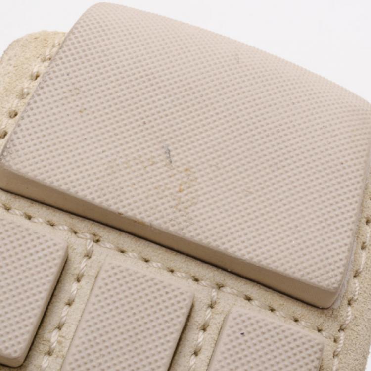 Pre Owned Louis Vuitton Cream Suede Monte Carlo Driving Loafers Size 41