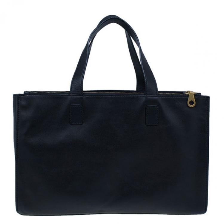 Pre Owned Marc by Marc Jacobs White and Black Leather Tote