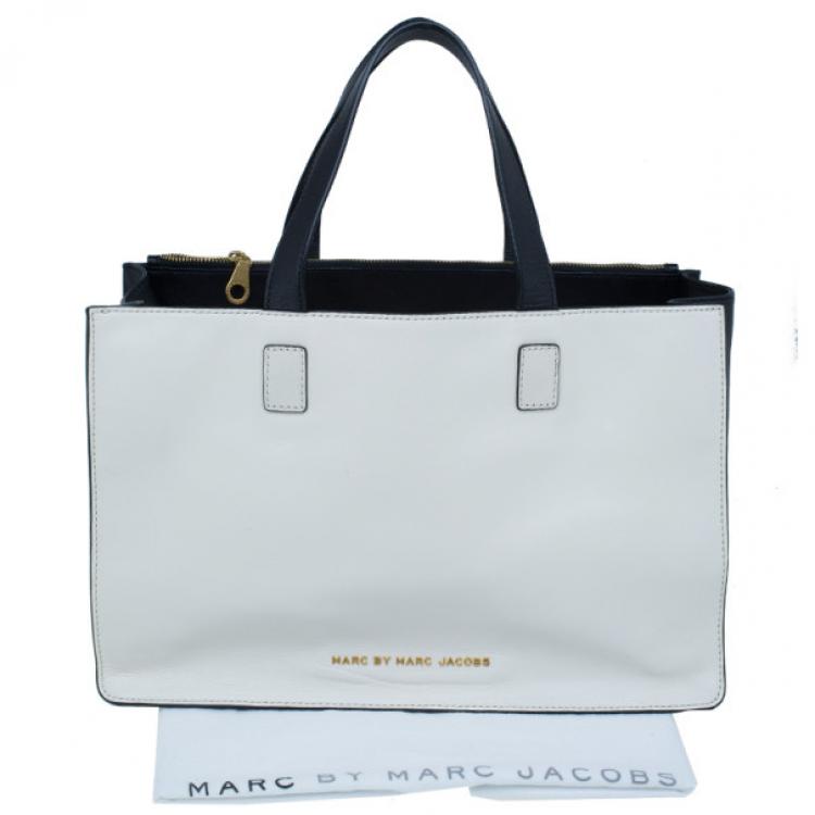 Pre Owned Marc by Marc Jacobs White and Black Leather Tote