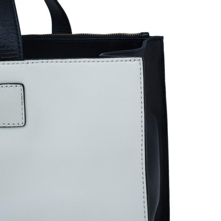Pre Owned Marc by Marc Jacobs White and Black Leather Tote