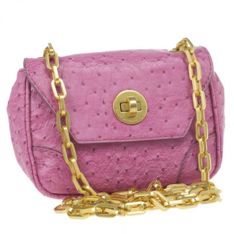 Pre Owned Marc by Marc Jacobs Pink Faux Ostrich Perfect Purse
