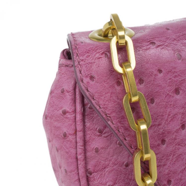 Pre Owned Marc by Marc Jacobs Pink Faux Ostrich Perfect Purse